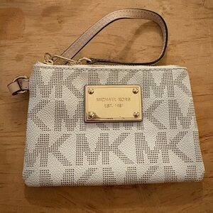 Michael Kors Signature Logo Leather Wristlet Wallet